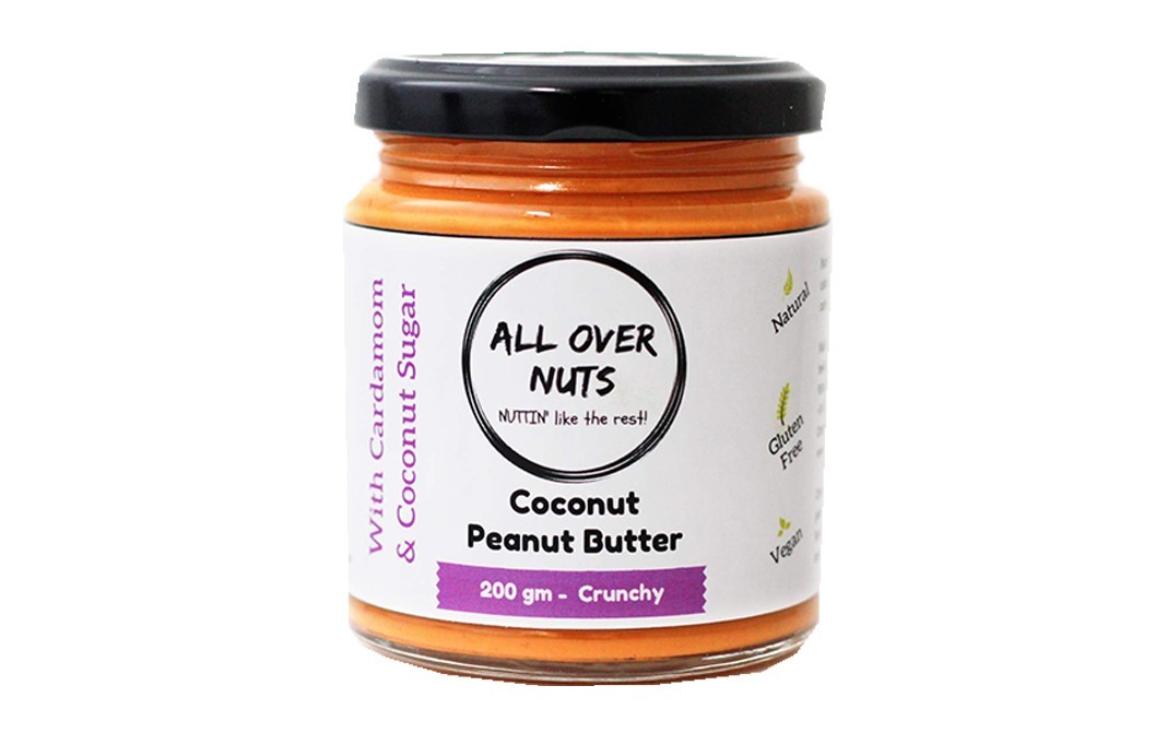 All Over Nuts Coconut Peanut Butter Crunchy   Glass Jar  200 grams